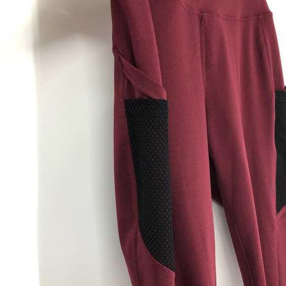 Pop Fit Athletic Leggings with Two Large Side Pockets Burgundy Size Medium - Picture 10 of 12